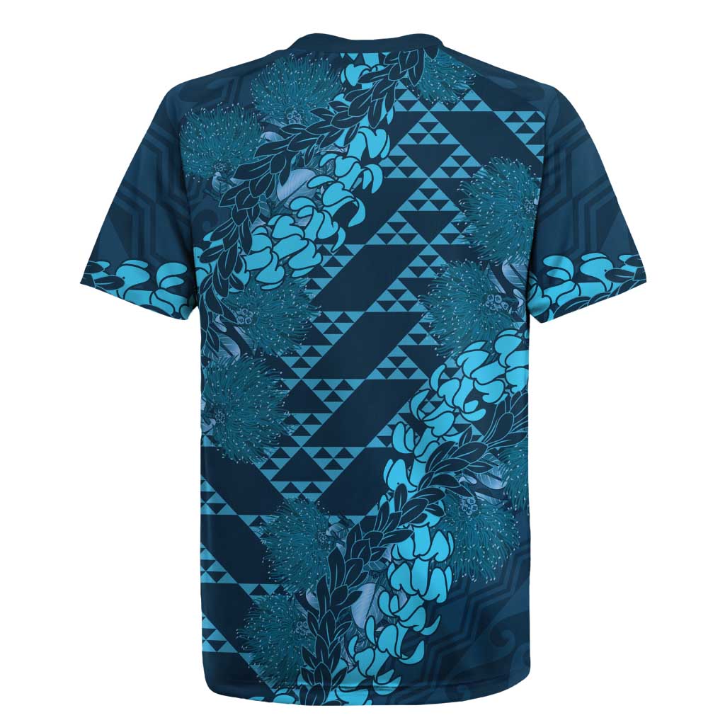 Naval Night Aloha Hawaii Rugby Jersey Hawaiian Kakau Ohia Lehua Lei - Polynesian Pride