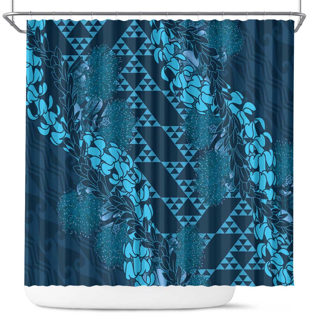 Naval Night Aloha Hawaii Shower Curtain Hawaiian Kakau Ohia Lehua Lei - Polynesian Pride
