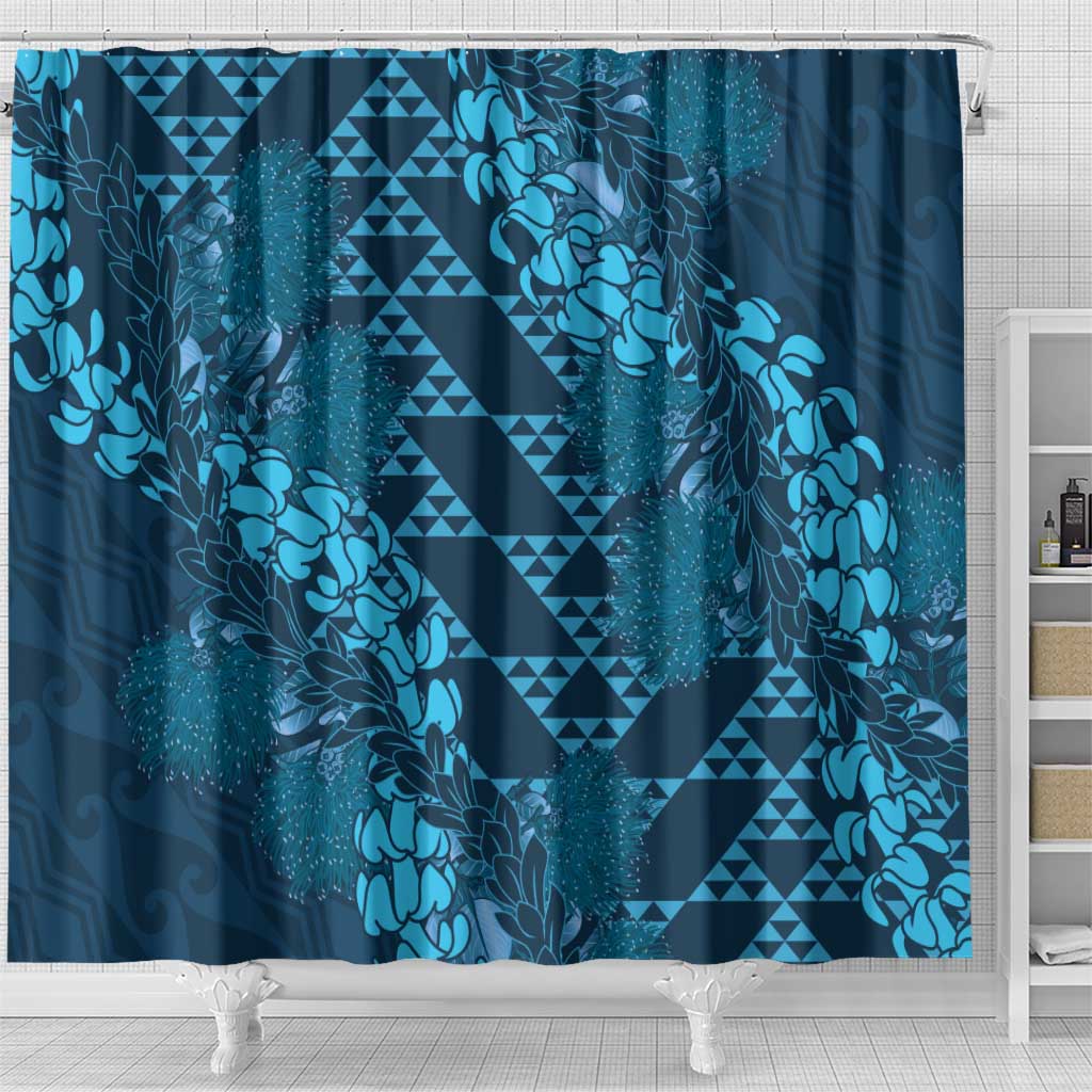 Naval Night Aloha Hawaii Shower Curtain Hawaiian Kakau Ohia Lehua Lei - Polynesian Pride
