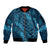 Naval Night Aloha Hawaii Sleeve Zip Bomber Jacket Hawaiian Kakau Ohia Lehua Lei - Polynesian Pride