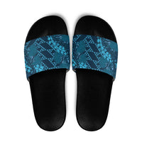 Naval Night Aloha Hawaii Slide Sandals Hawaiian Kakau Ohia Lehua Lei - Polynesian Pride