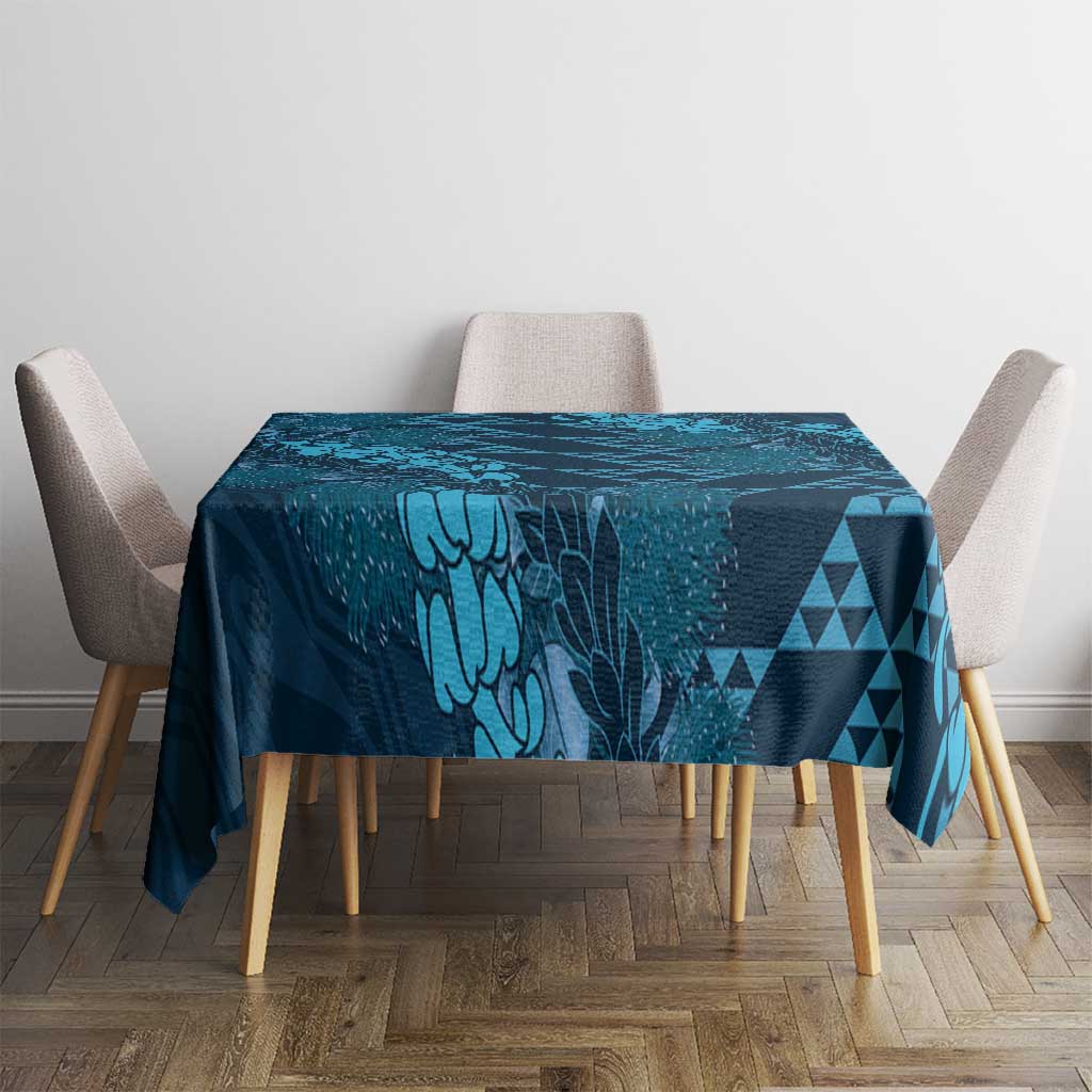 Naval Night Aloha Hawaii Tablecloth Hawaiian Kakau Ohia Lehua Lei - Polynesian Pride