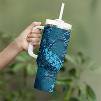 Naval Night Aloha Hawaii Tumbler With Handle Hawaiian Kakau Ohia Lehua Lei - Polynesian Pride
