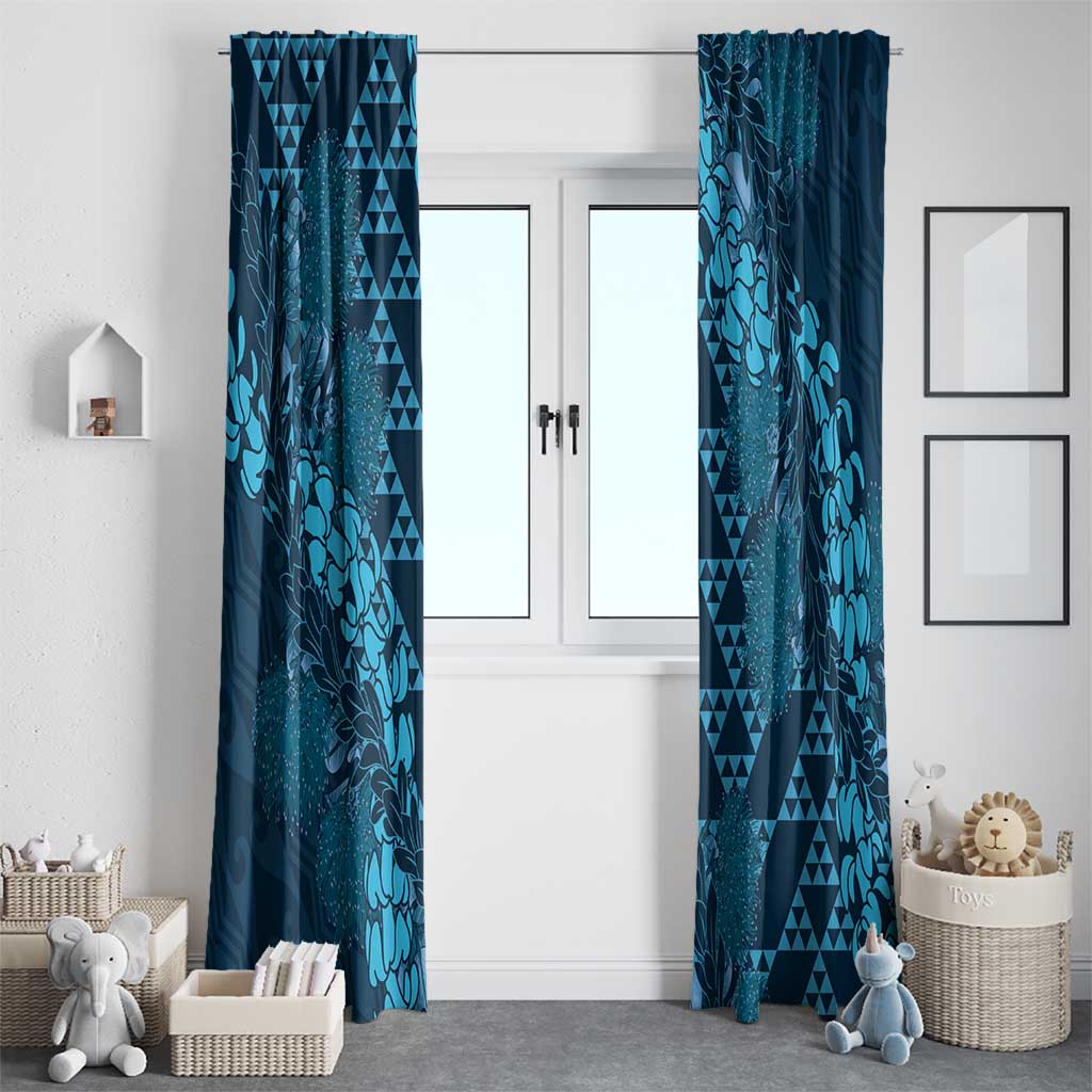 Naval Night Aloha Hawaii Window Curtain Hawaiian Kakau Ohia Lehua Lei - Polynesian Pride