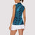 Naval Night Aloha Hawaii Women Sleeveless Polo Shirt Hawaiian Kakau Ohia Lehua Lei - Polynesian Pride