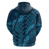 Naval Night Aloha Hawaii Zip Hoodie Hawaiian Kakau Ohia Lehua Lei - Polynesian Pride