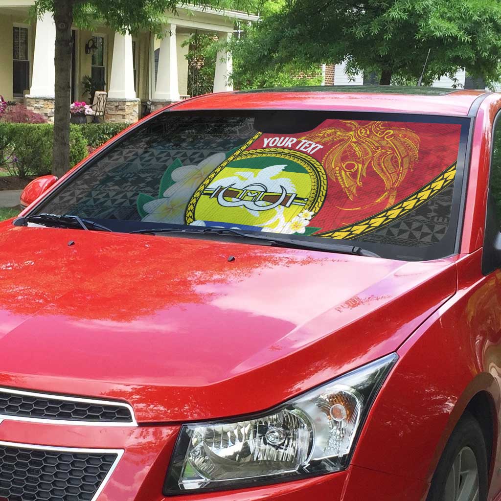 Personalised PNG Morobe Provins Auto Sun Shade Papua New Guinea Plumeria Melanesian Pattern - Polynesian Pride