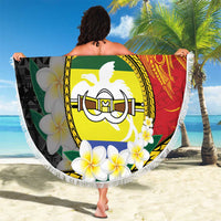 Personalised PNG Morobe Provins Beach Blanket Papua New Guinea Plumeria Melanesian Pattern - Polynesian Pride