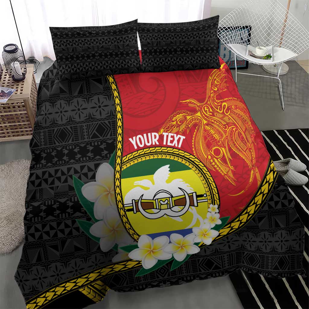 Personalised PNG Morobe Provins Bedding Set Papua New Guinea Plumeria Melanesian Pattern - Polynesian Pride