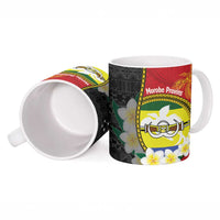 Personalised PNG Morobe Provins Ceramic Mug Papua New Guinea Plumeria Melanesian Pattern - Polynesian Pride