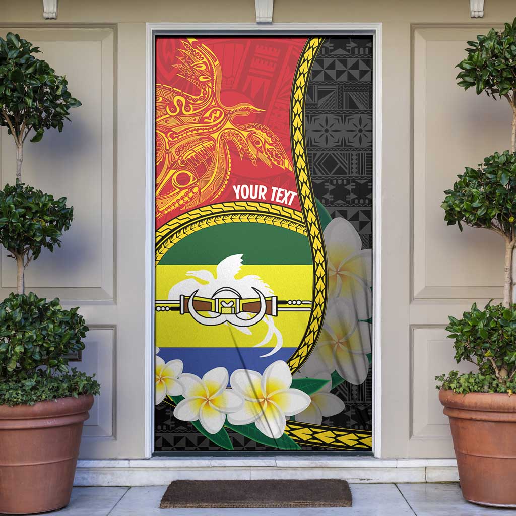Personalised PNG Morobe Provins Door Cover Papua New Guinea Plumeria Melanesian Pattern - Polynesian Pride