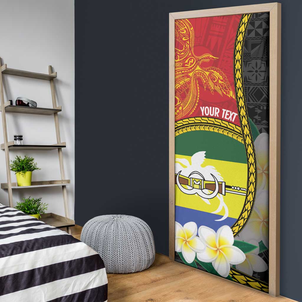Personalised PNG Morobe Provins Door Cover Papua New Guinea Plumeria Melanesian Pattern - Polynesian Pride