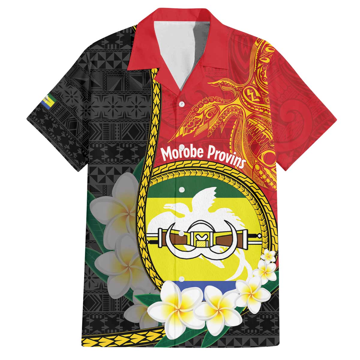 Personalised PNG Morobe Provins Family Matching Off The Shoulder Long Sleeve Dress and Hawaiian Shirt Papua New Guinea Plumeria Melanesian Pattern - Polynesian Pride