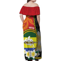 Personalised PNG Morobe Provins Family Matching Off Shoulder Maxi Dress and Hawaiian Shirt Papua New Guinea Plumeria Melanesian Pattern - Polynesian Pride