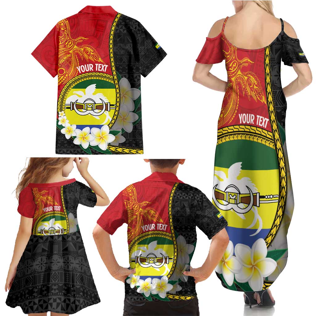 Personalised PNG Morobe Provins Family Matching Summer Maxi Dress and Hawaiian Shirt Papua New Guinea Plumeria Melanesian Pattern - Polynesian Pride