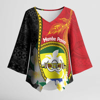 Personalised PNG Morobe Provins Kimono Sleeve Blouse Papua New Guinea Plumeria Melanesian Pattern - Polynesian Pride