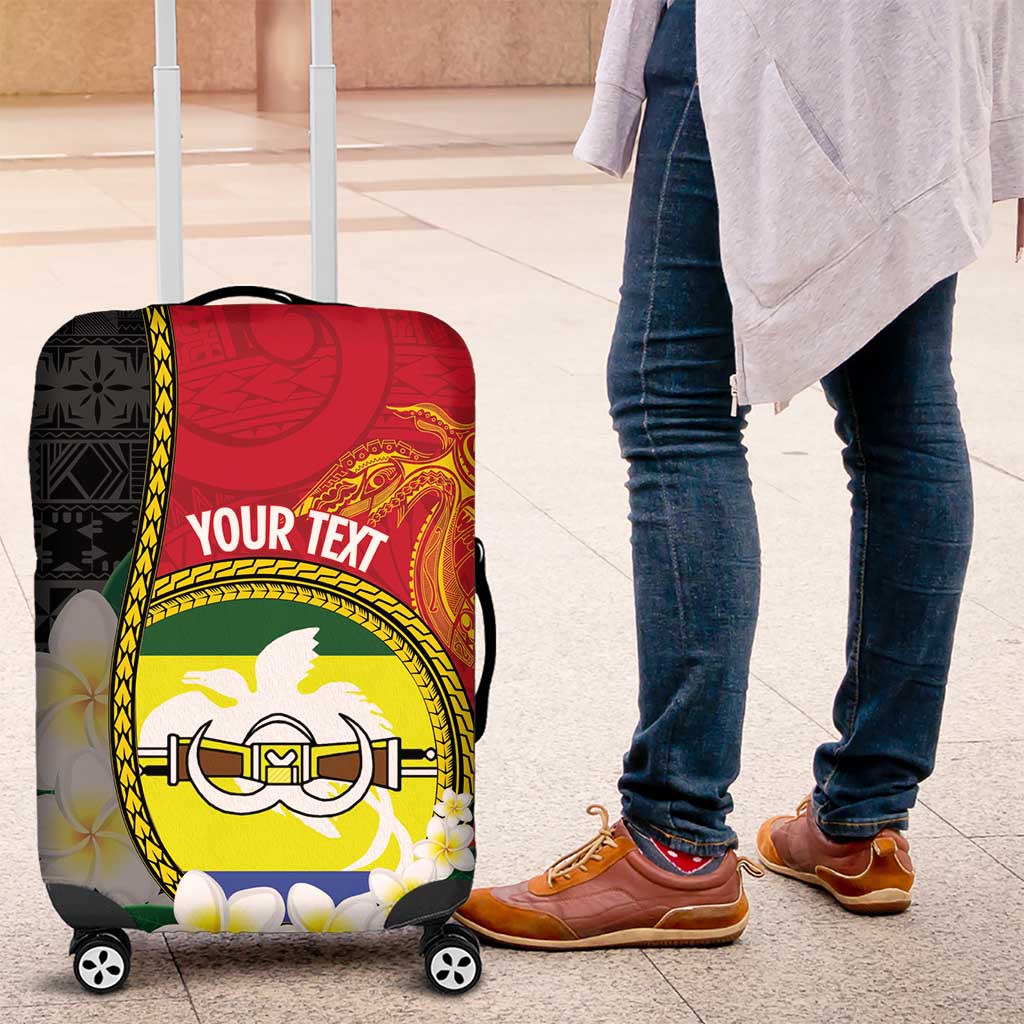 Personalised PNG Morobe Provins Luggage Cover Papua New Guinea Plumeria Melanesian Pattern - Polynesian Pride