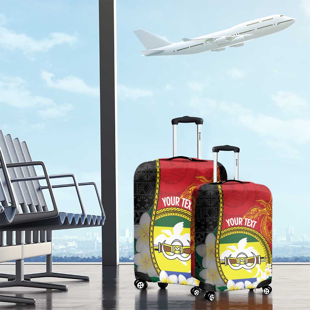 Personalised PNG Morobe Provins Luggage Cover Papua New Guinea Plumeria Melanesian Pattern - Polynesian Pride