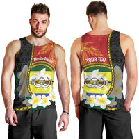 Personalised PNG Morobe Provins Men Tank Top Papua New Guinea Plumeria Melanesian Pattern - Polynesian Pride