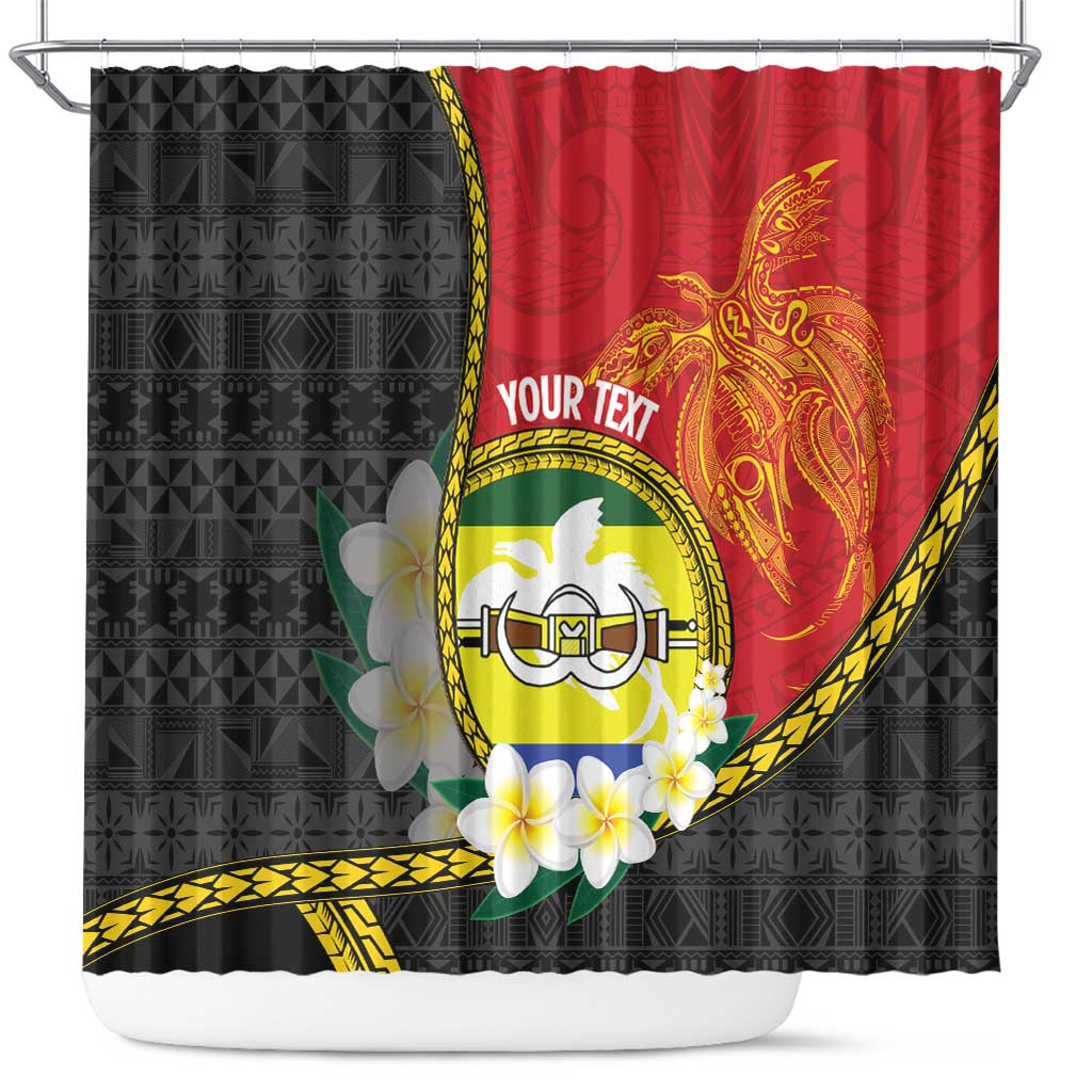 Personalised PNG Morobe Provins Shower Curtain Papua New Guinea Plumeria Melanesian Pattern LT14 Red - Polynesian Pride