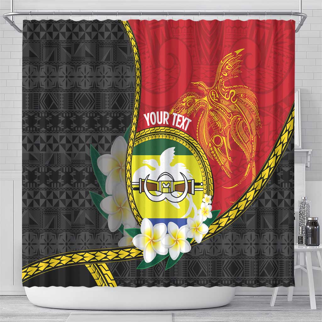 Personalised PNG Morobe Provins Shower Curtain Papua New Guinea Plumeria Melanesian Pattern LT14 - Polynesian Pride