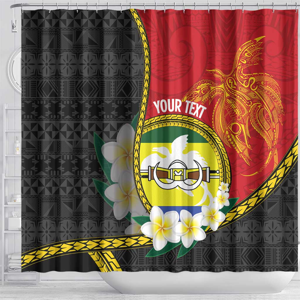 Personalised PNG Morobe Provins Shower Curtain Papua New Guinea Plumeria Melanesian Pattern LT14 - Polynesian Pride