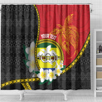Personalised PNG Morobe Provins Shower Curtain Papua New Guinea Plumeria Melanesian Pattern LT14 - Polynesian Pride