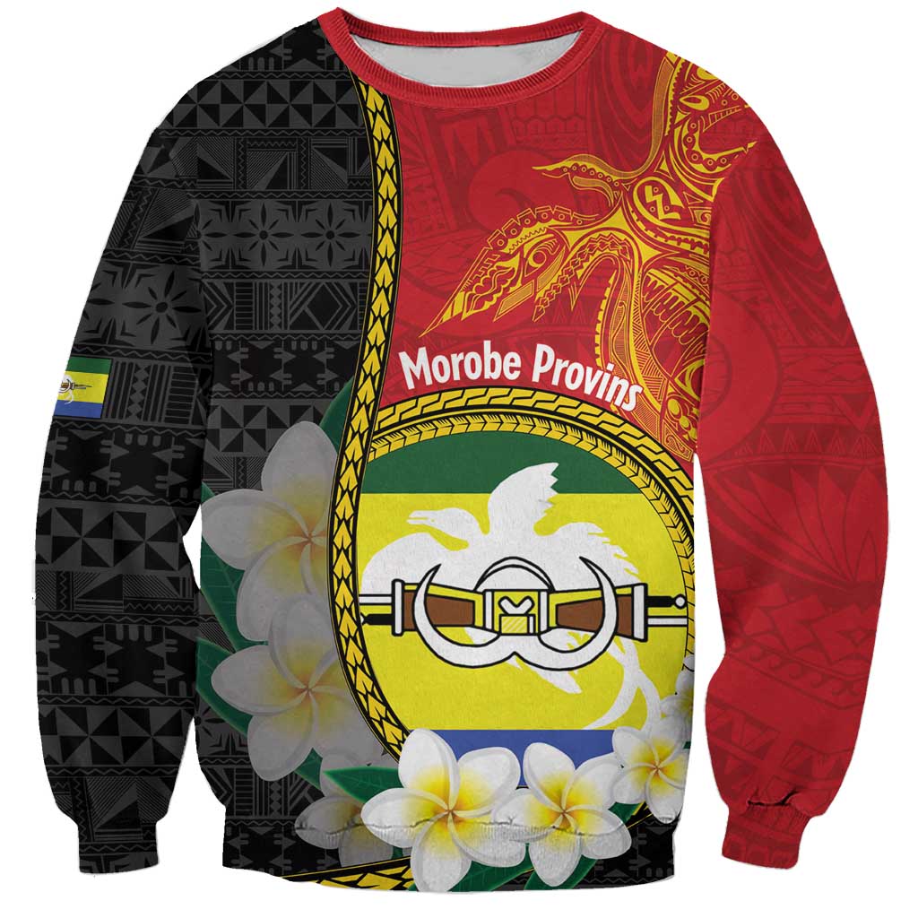 Personalised PNG Morobe Provins Sweatshirt Papua New Guinea Plumeria Melanesian Pattern - Polynesian Pride