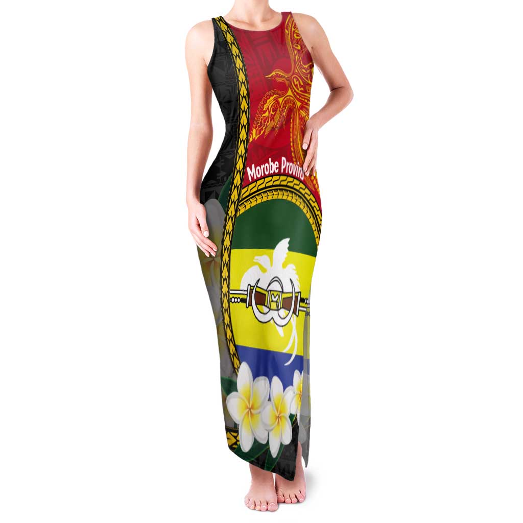 Personalised PNG Morobe Provins Tank Maxi Dress Papua New Guinea Plumeria Melanesian Pattern - Polynesian Pride