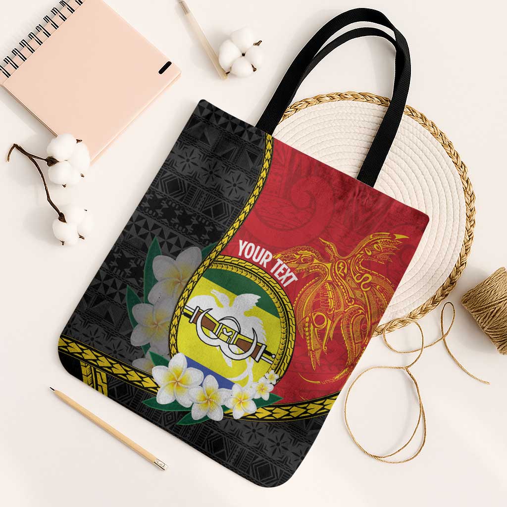 Personalised PNG Morobe Provins Tote Bag Papua New Guinea Plumeria Melanesian Pattern - Polynesian Pride