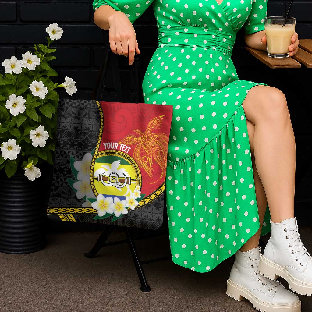 Personalised PNG Morobe Provins Tote Bag Papua New Guinea Plumeria Melanesian Pattern - Polynesian Pride