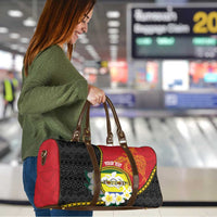 Personalised PNG Morobe Provins Travel Bag Papua New Guinea Plumeria Melanesian Pattern - Polynesian Pride