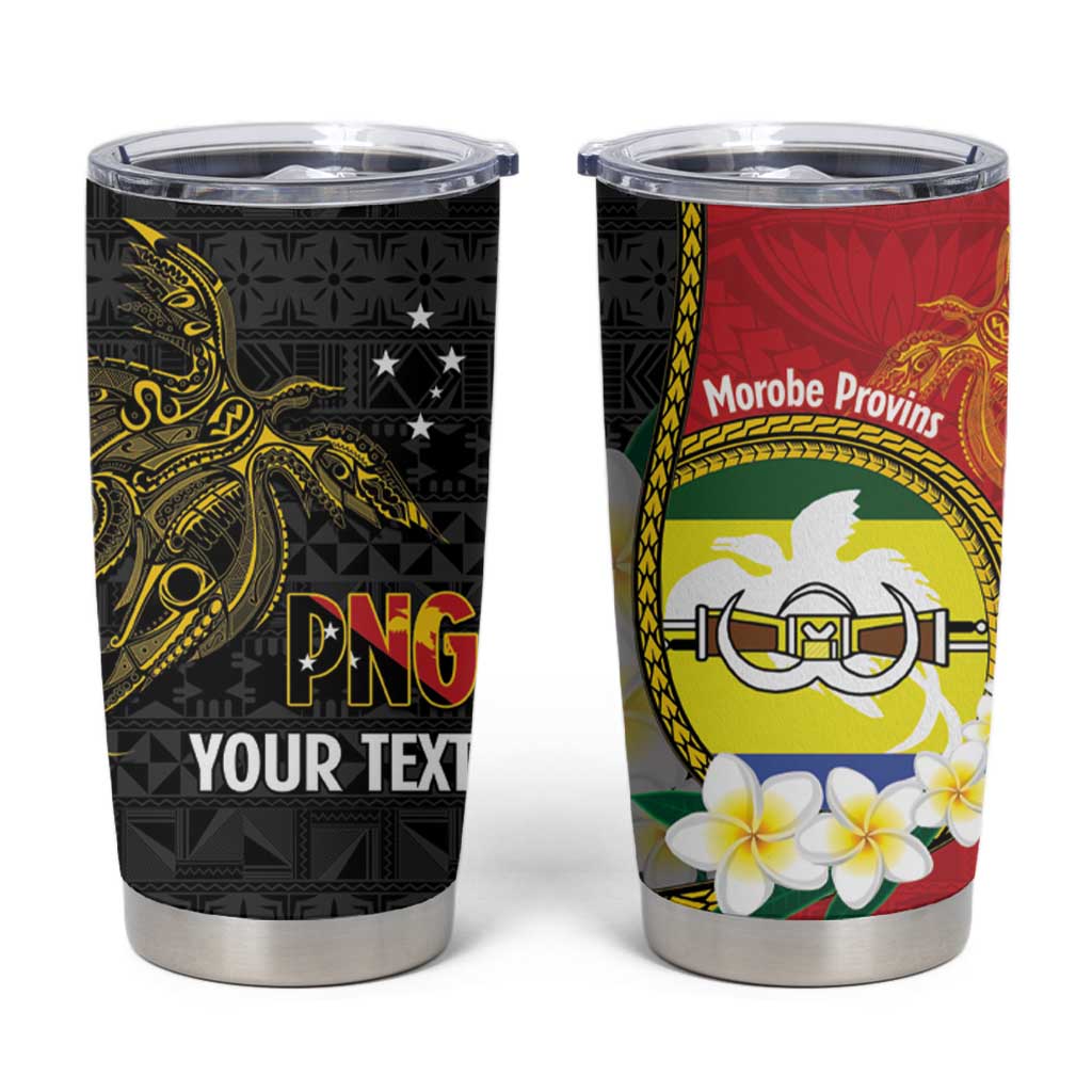 Personalised PNG Morobe Provins Tumbler Cup Papua New Guinea Plumeria Melanesian Pattern - Polynesian Pride