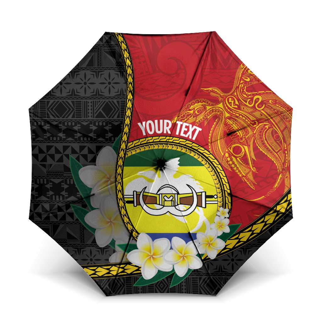 Personalised PNG Morobe Provins Umbrella Papua New Guinea Plumeria Melanesian Pattern - Polynesian Pride