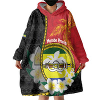 Personalised PNG Morobe Provins Wearable Blanket Hoodie Papua New Guinea Plumeria Melanesian Pattern - Polynesian Pride