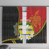 Personalised PNG Morobe Provins Window Curtain Papua New Guinea Plumeria Melanesian Pattern - Polynesian Pride