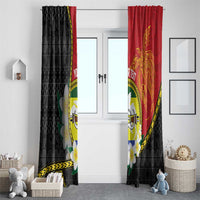 Personalised PNG Morobe Provins Window Curtain Papua New Guinea Plumeria Melanesian Pattern - Polynesian Pride