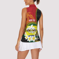 Personalised PNG Morobe Provins Women Sleeveless Polo Shirt Papua New Guinea Plumeria Melanesian Pattern - Polynesian Pride