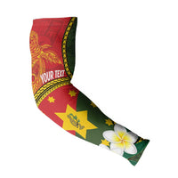 Personalised PNG Isten Hailans Provins Arm Sleeves Papua New Guinea Plumeria Melanesian Pattern - Polynesian Pride