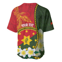 Personalised PNG Isten Hailans Provins Baseball Jersey Papua New Guinea Plumeria Melanesian Pattern - Polynesian Pride