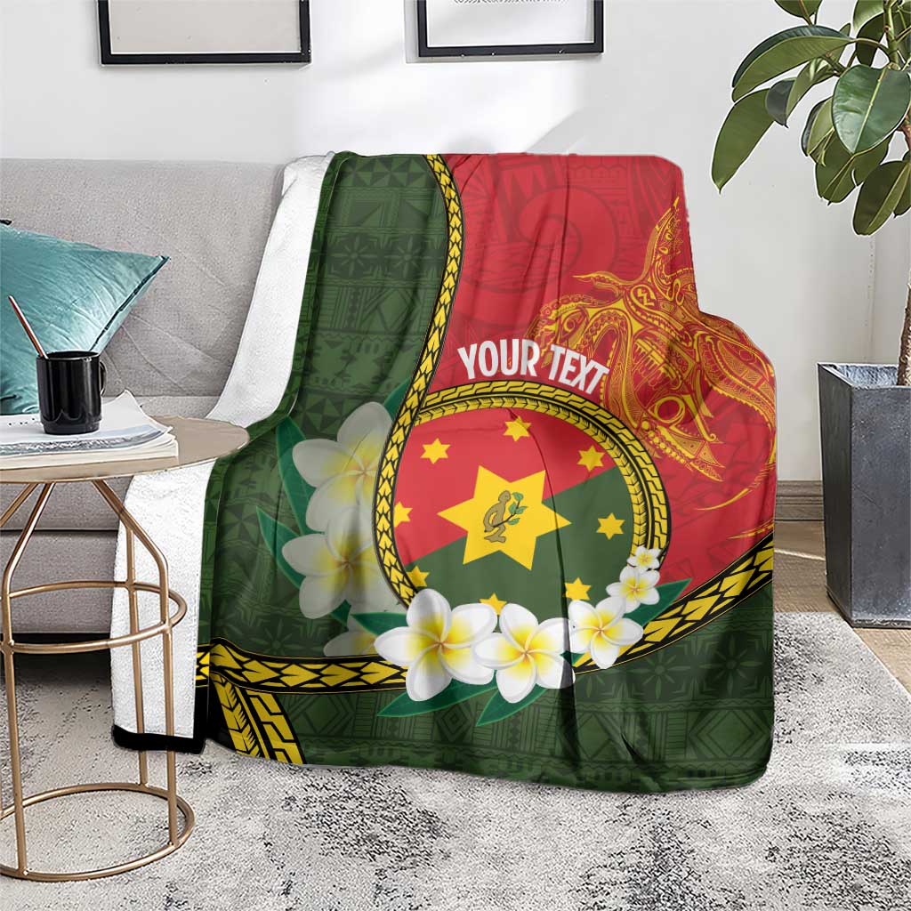 Personalised PNG Isten Hailans Provins Blanket Papua New Guinea Plumeria Melanesian Pattern - Polynesian Pride
