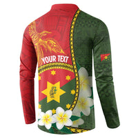 Personalised PNG Isten Hailans Provins Button Sweatshirt Papua New Guinea Plumeria Melanesian Pattern - Polynesian Pride