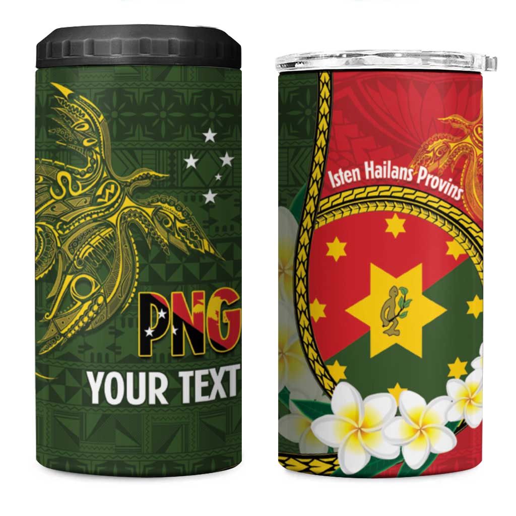 Personalised PNG Isten Hailans Provins 4 in 1 Can Cooler Tumbler Papua New Guinea Plumeria Melanesian Pattern - Polynesian Pride