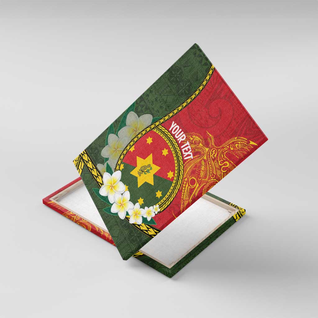 Personalised PNG Isten Hailans Provins Canvas Wall Art Papua New Guinea Plumeria Melanesian Pattern - Polynesian Pride