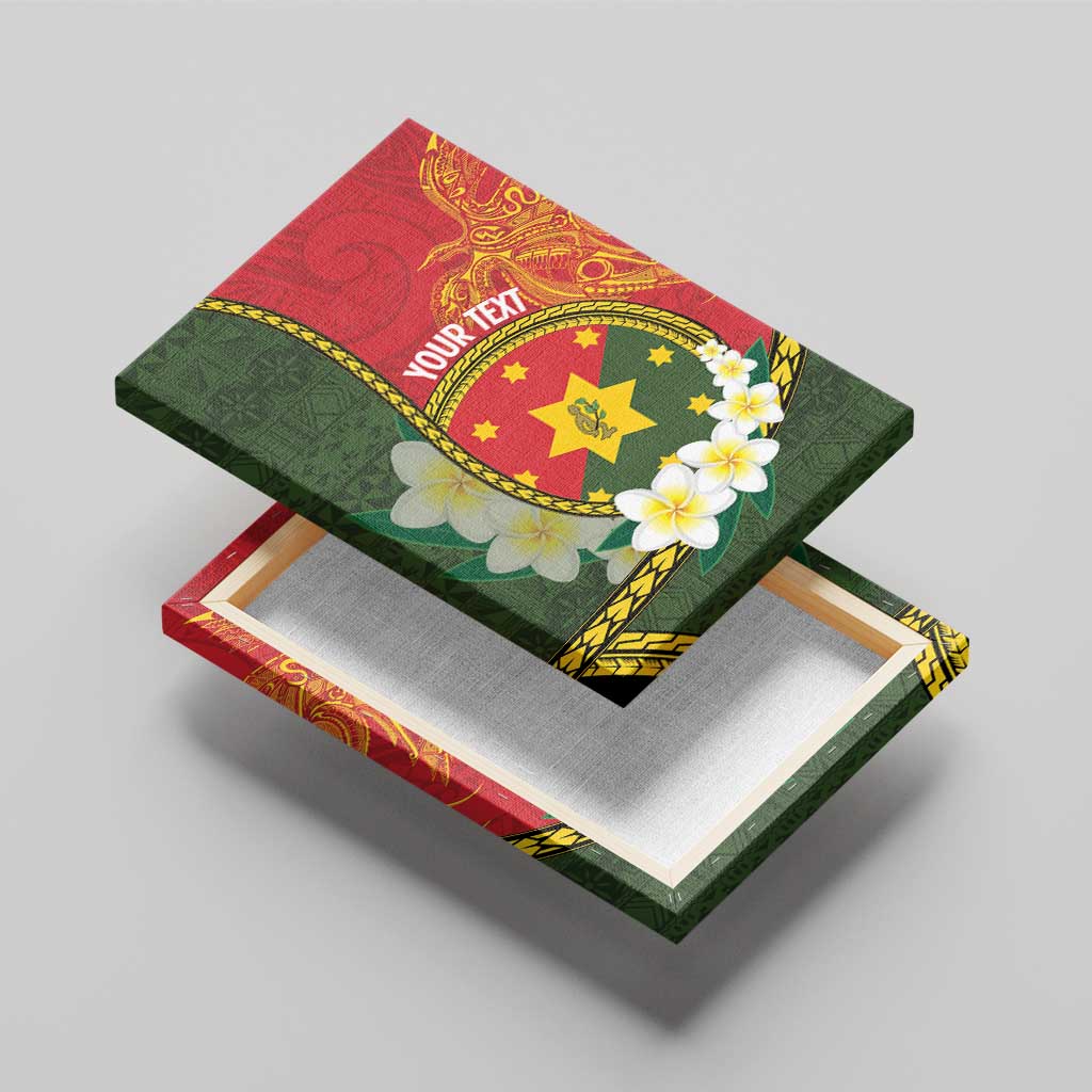 Personalised PNG Isten Hailans Provins Canvas Wall Art Papua New Guinea Plumeria Melanesian Pattern - Polynesian Pride