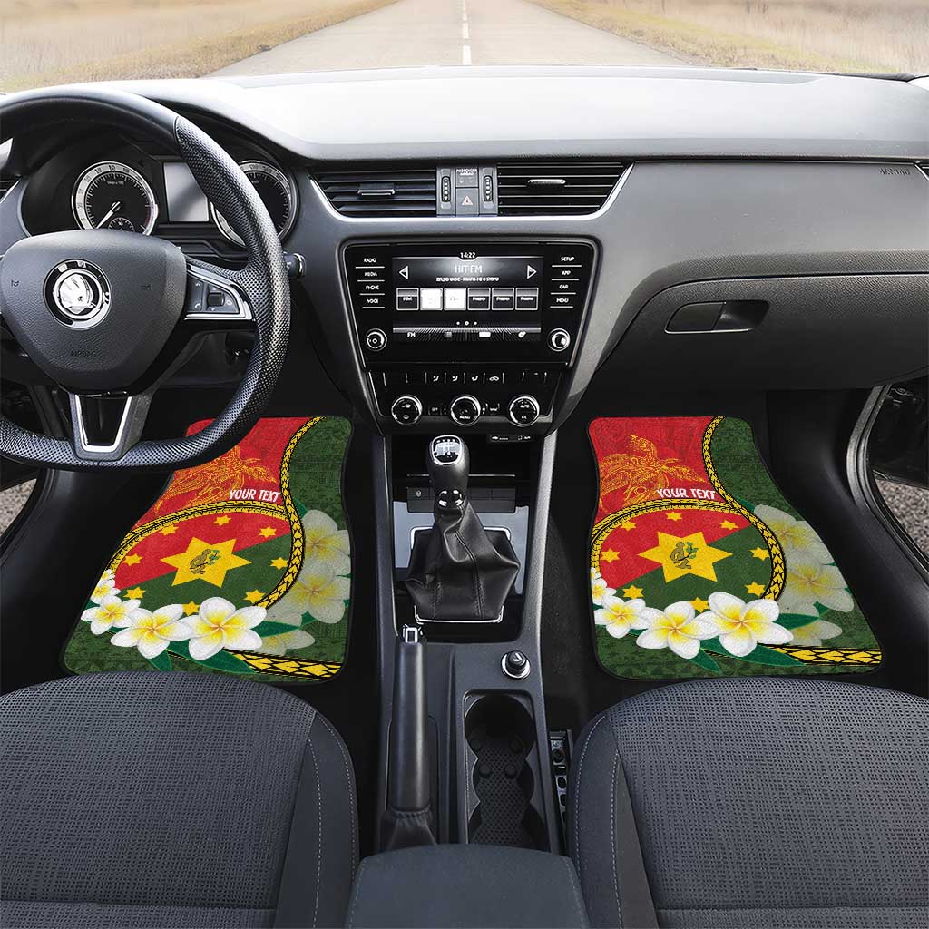 Personalised PNG Isten Hailans Provins Car Mats Papua New Guinea Plumeria Melanesian Pattern - Polynesian Pride