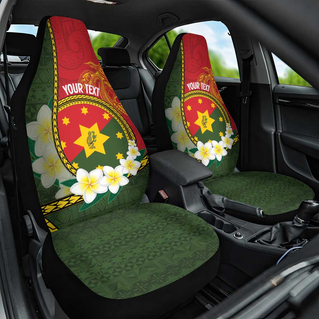 Personalised PNG Isten Hailans Provins Car Seat Cover Papua New Guinea Plumeria Melanesian Pattern - Polynesian Pride
