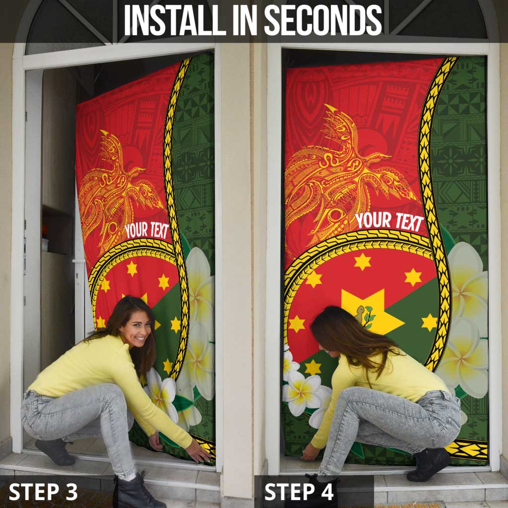 Personalised PNG Isten Hailans Provins Door Cover Papua New Guinea Plumeria Melanesian Pattern - Polynesian Pride