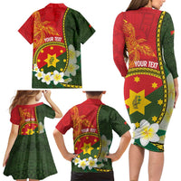 Personalised PNG Isten Hailans Provins Family Matching Long Sleeve Bodycon Dress and Hawaiian Shirt Papua New Guinea Plumeria Melanesian Pattern - Polynesian Pride