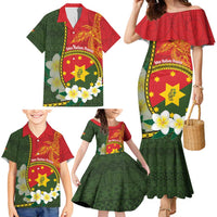 Personalised PNG Isten Hailans Provins Family Matching Mermaid Dress and Hawaiian Shirt Papua New Guinea Plumeria Melanesian Pattern - Polynesian Pride